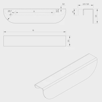 <strong>Desiva Handtag</strong>  Flat Tegel 1 st