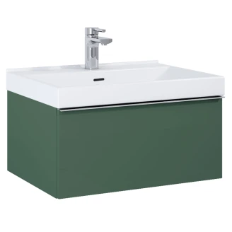 Tvättställsskåp <strong>Jardin</strong>  Grön Matt 60 cm med Handfat Vit Blank & Handtagen Krom