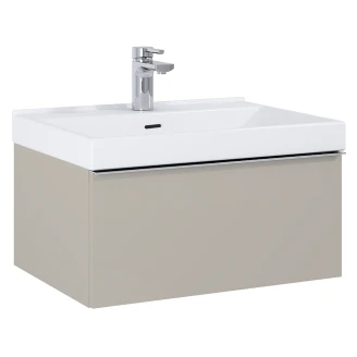 Tvättställsskåp <strong>Jardin</strong>  Brun Matt 60 cm med Handfat Vit Blank & Handtagen Krom