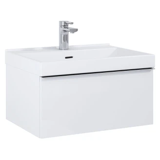 Tvättställsskåp <strong>Jardin</strong>  Vit Matt 60 cm med Handfat Vit Blank & Handtagen Krom