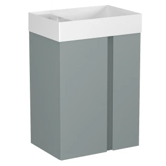 Tvättställsskåp <strong>Brio</strong>  Grön Matt 49 cm med Handfat Vit Blank Utan Hål