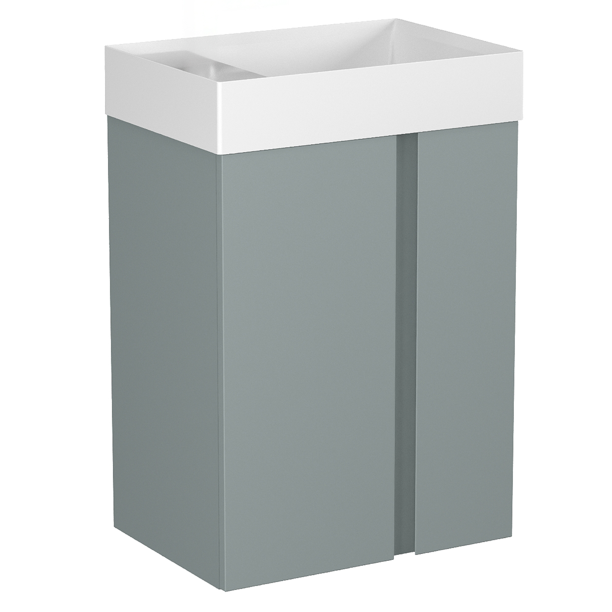 Tvättställsskåp Brio Grön Matt 49 cm med Handfat Vit Blank Utan Hål