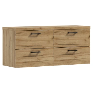Tvättställsskåp <strong>Elva</strong>  Trä 100 cm med Bänkskiva Trä & Handtagen Svart