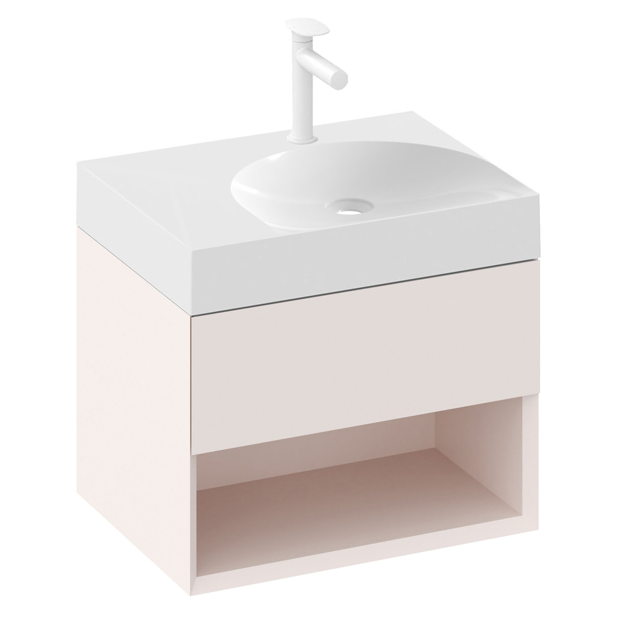 Ravak Tvättställsskåp Lite Rosa Matt 60 cm med Handfat Vänster