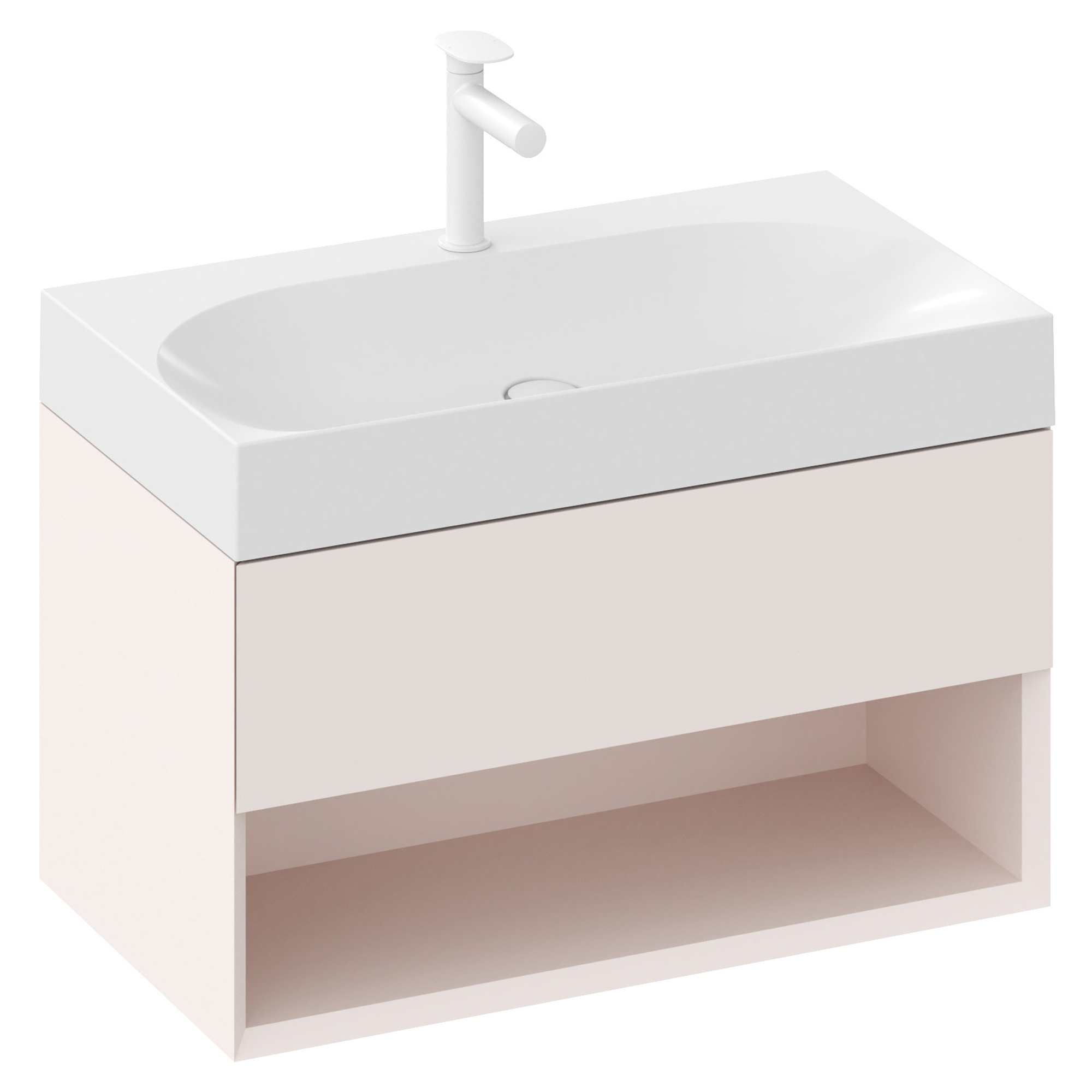 Ravak Tvättställsskåp Lite Rosa Matt 80 cm med Handfat L