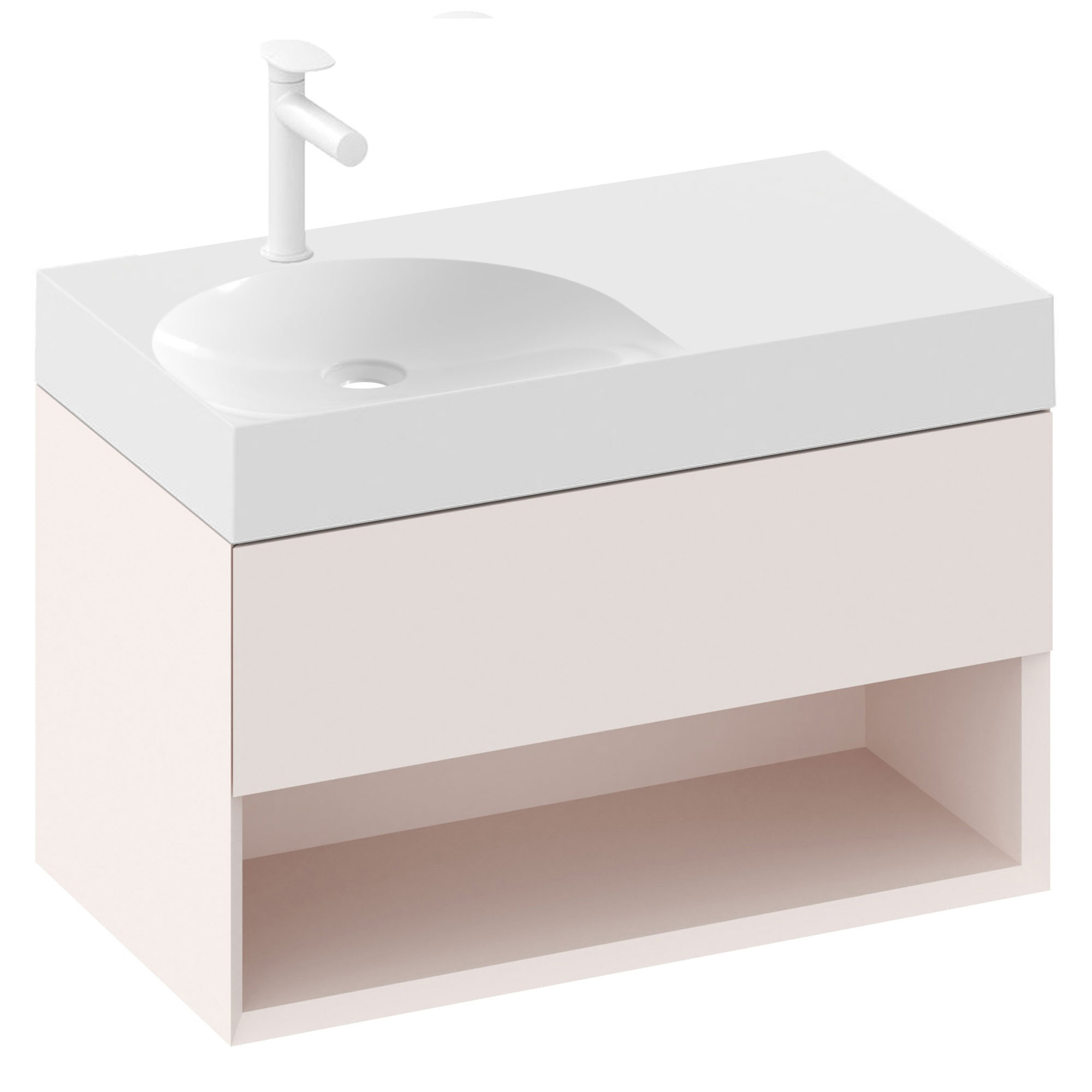Ravak Tvättställsskåp Lite Rosa Matt 80 cm med Handfat S Höger