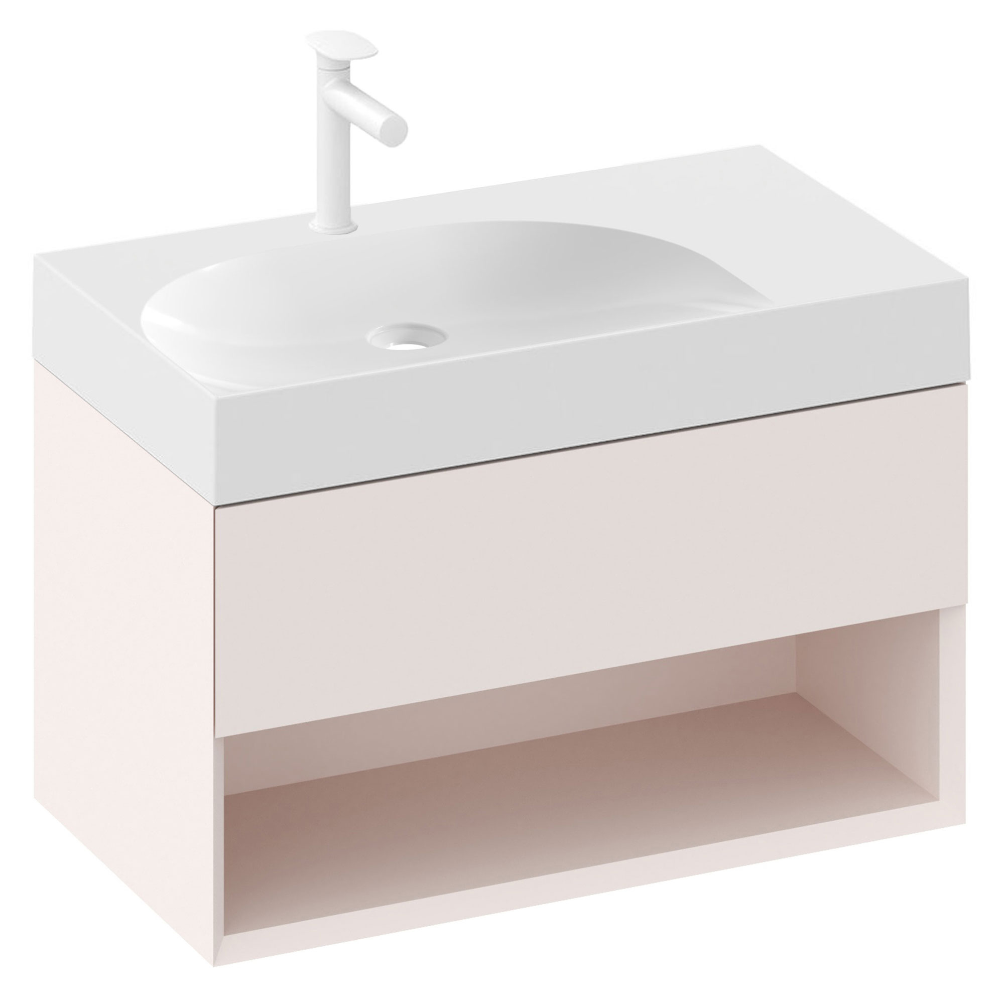 Ravak Tvättställsskåp Lite Rosa Matt 80 cm med Handfat M Höger