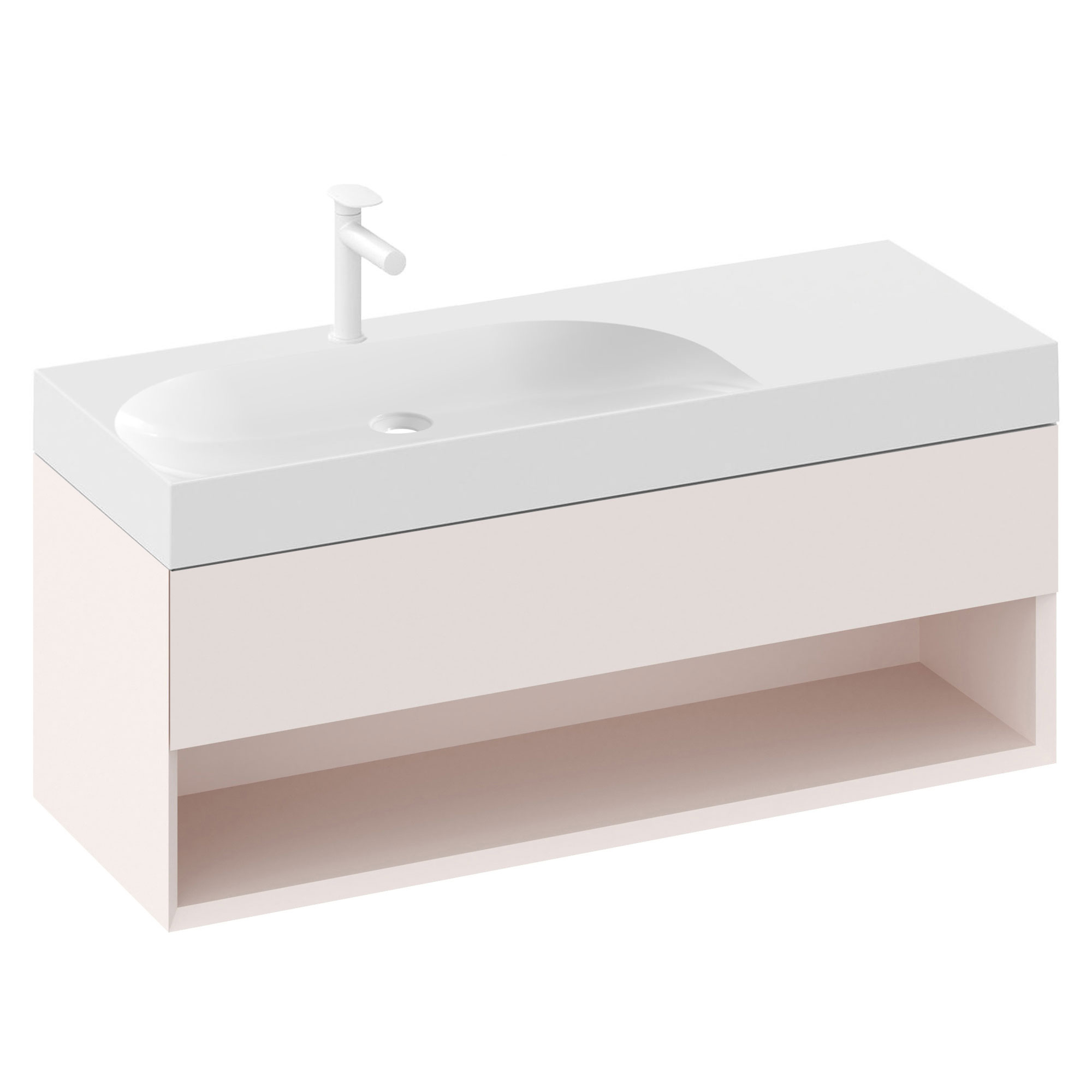 Ravak Tvättställsskåp Lite Rosa Matt 120 cm med Handfat Höger