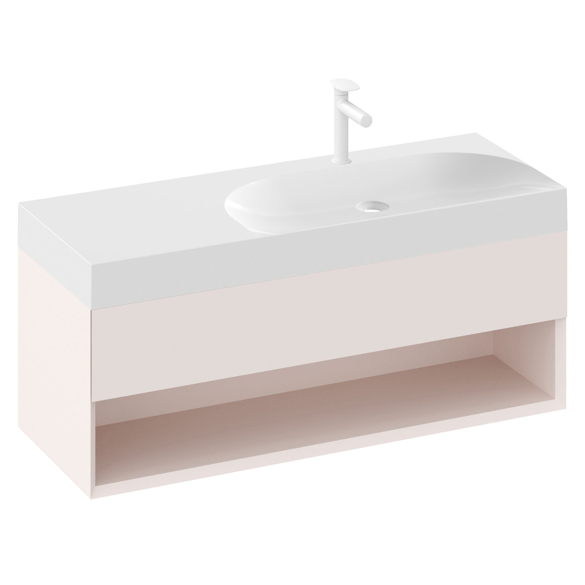 Ravak Tvättställsskåp Lite Rosa Matt 120 cm med Handfat Vänster