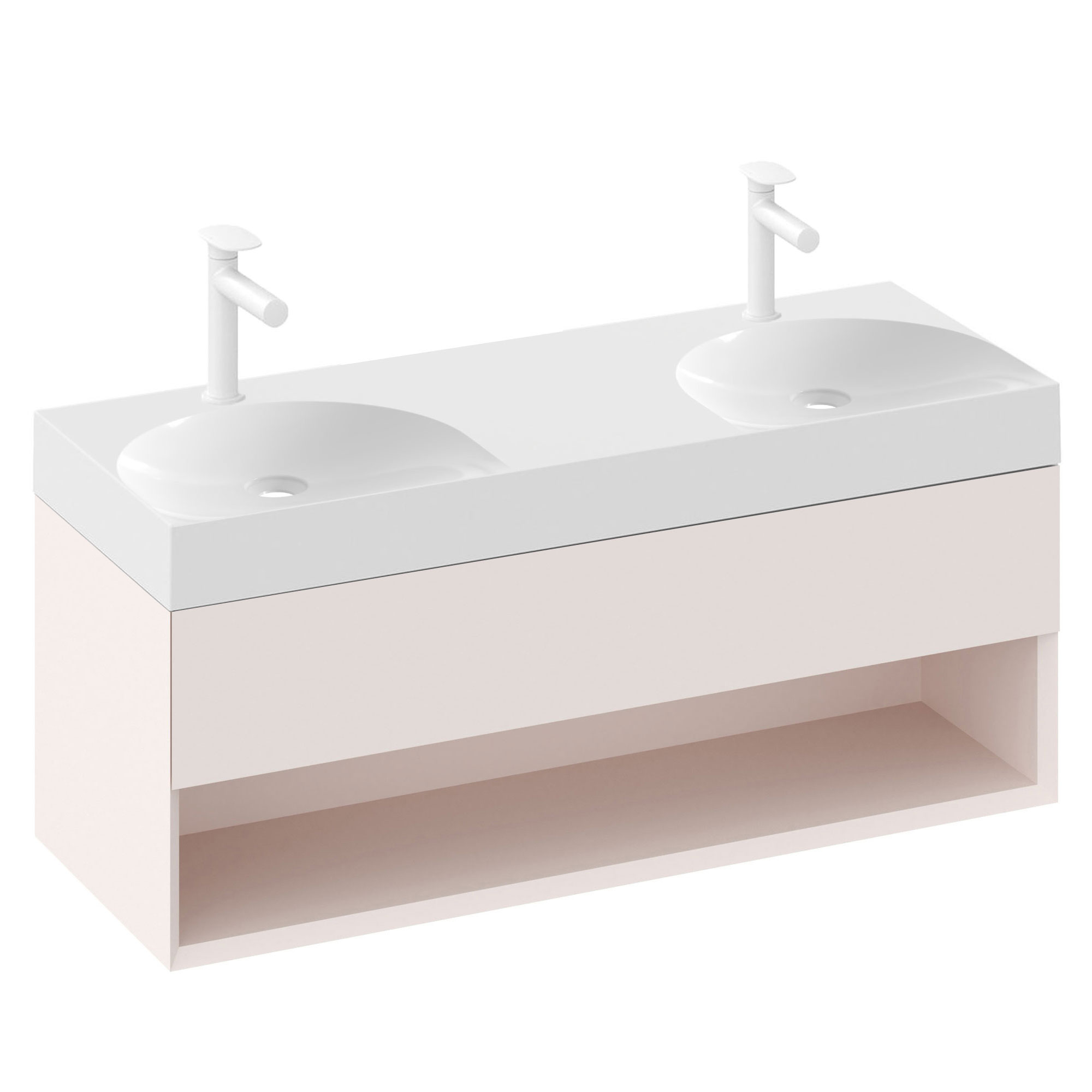 Ravak Tvättställsskåp Lite Rosa Matt 120 cm med Dubbelt Handfat