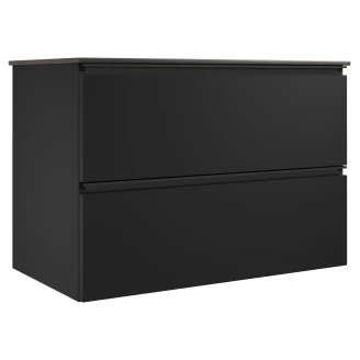 Tvättställsskåp Luna Svart 80 cm med Cosentino Bänkskiva Silestone Brun Polerad