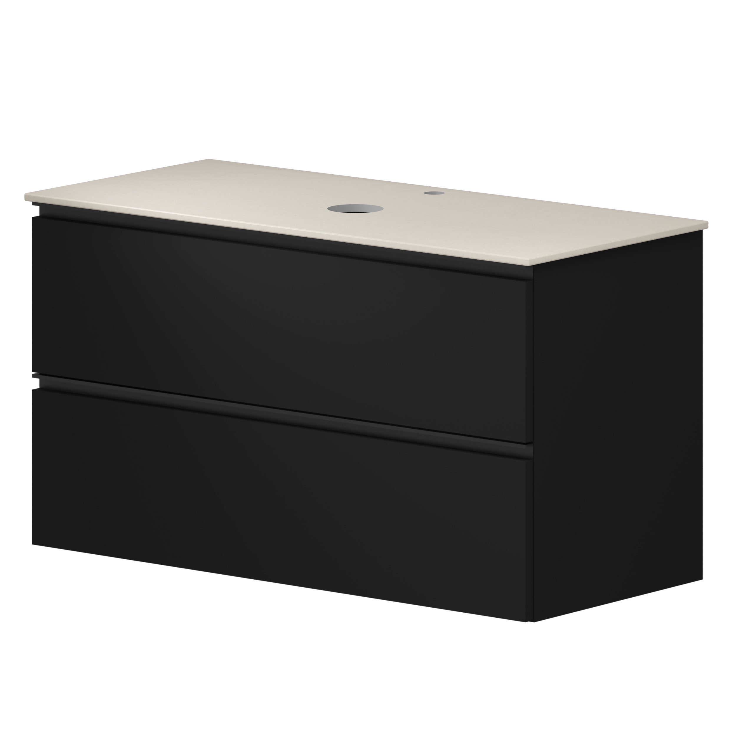 Tvättställsskåp Luna Svart 100 cm med Bänkskiva Silestone Ljusbeige Polerad
