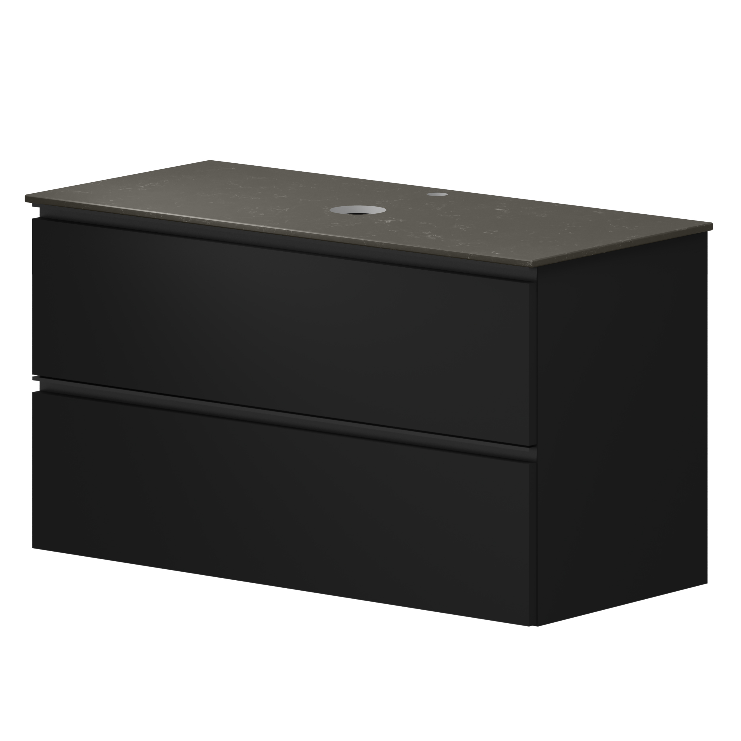 Tvättställsskåp Luna Svart 100 cm med Bänkskiva Silestone Brun Polerad