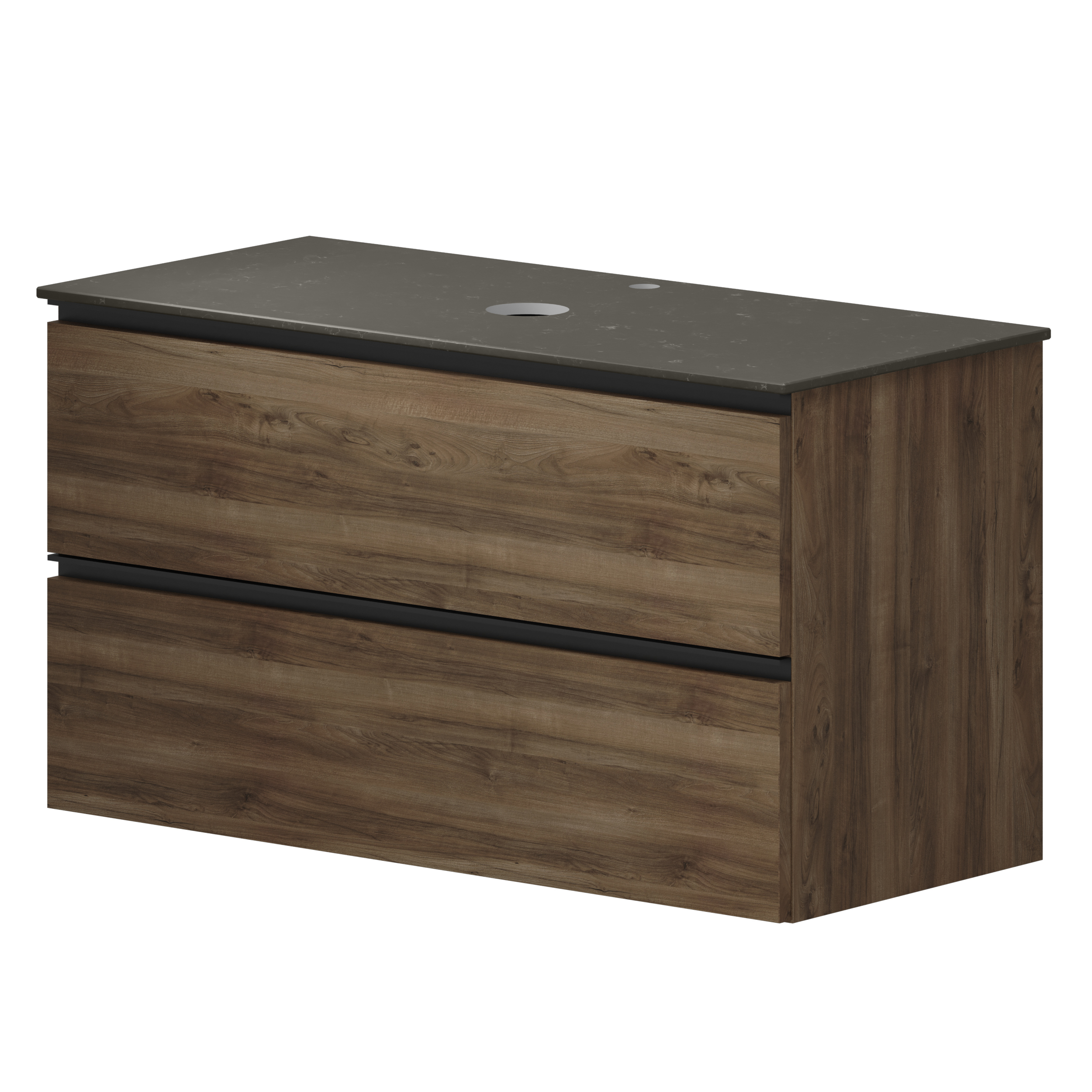 Tvättställsskåp Walnut Luna Trä 100 cm med Bänkskiva Silestone Brun Polerad