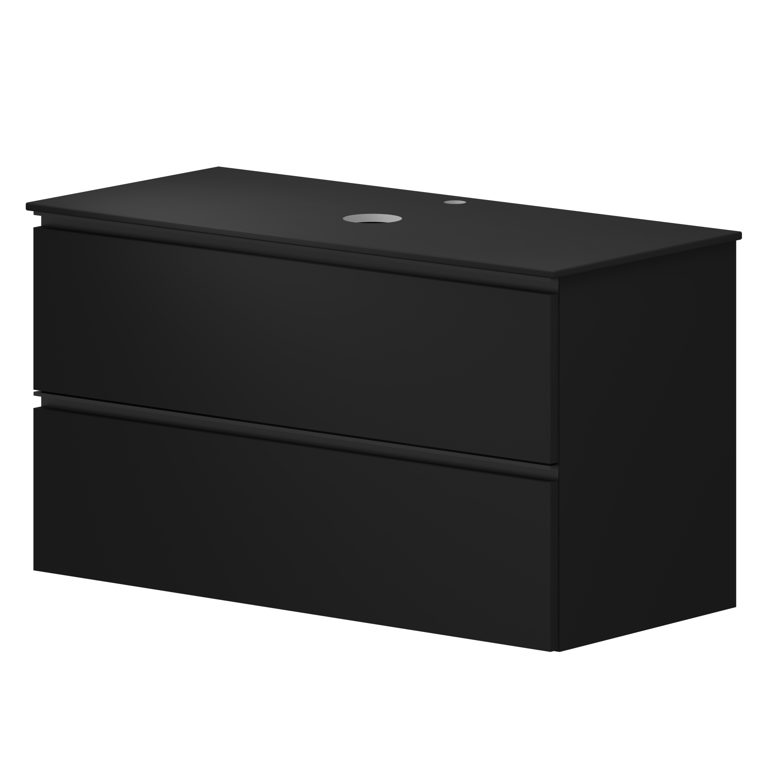 Tvättställsskåp Luna Svart 100 cm med Bänkskiva Dekton Svart Matt