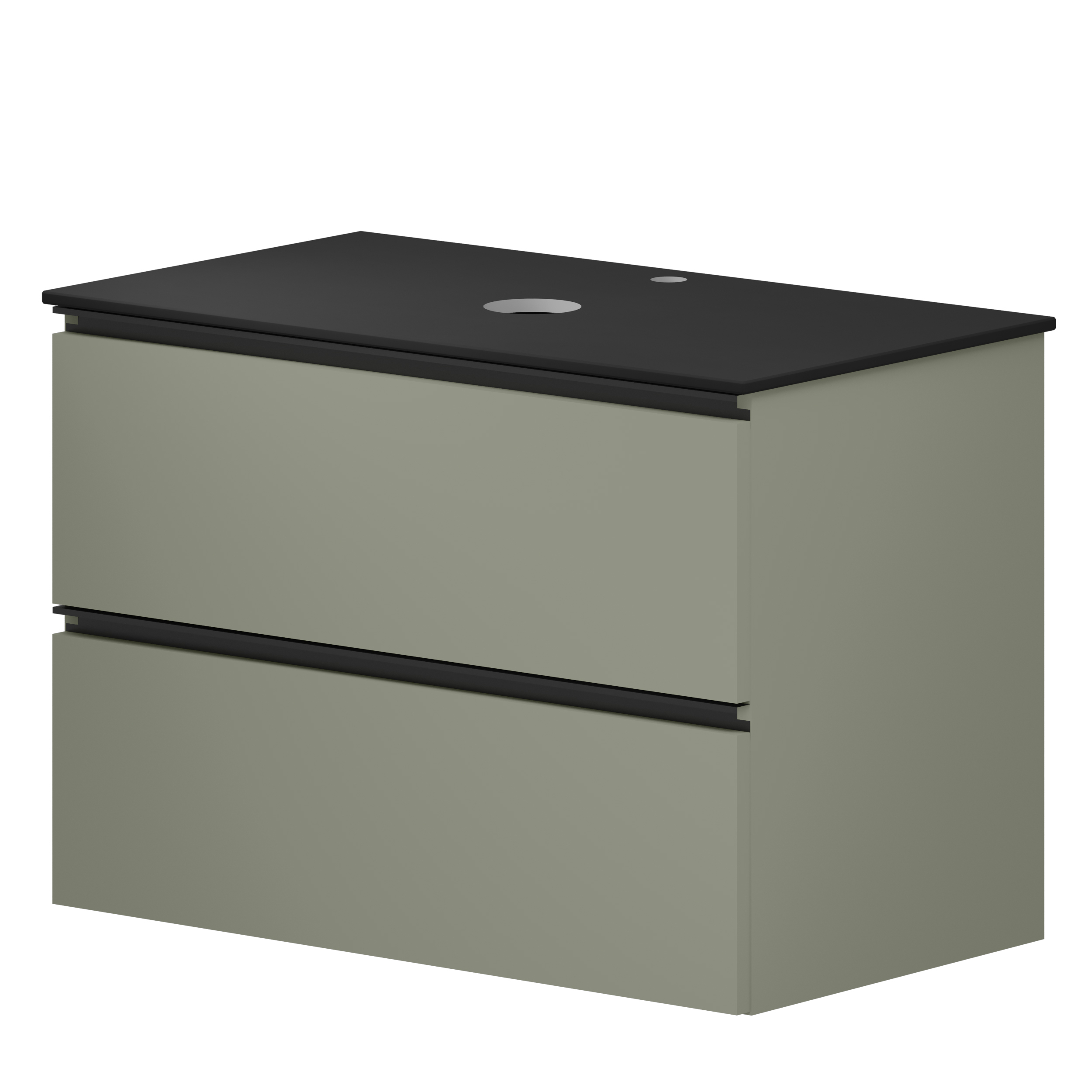 Tvättställsskåp Luna Oliv 80 cm med Bänkskiva Dekton Svart Matt