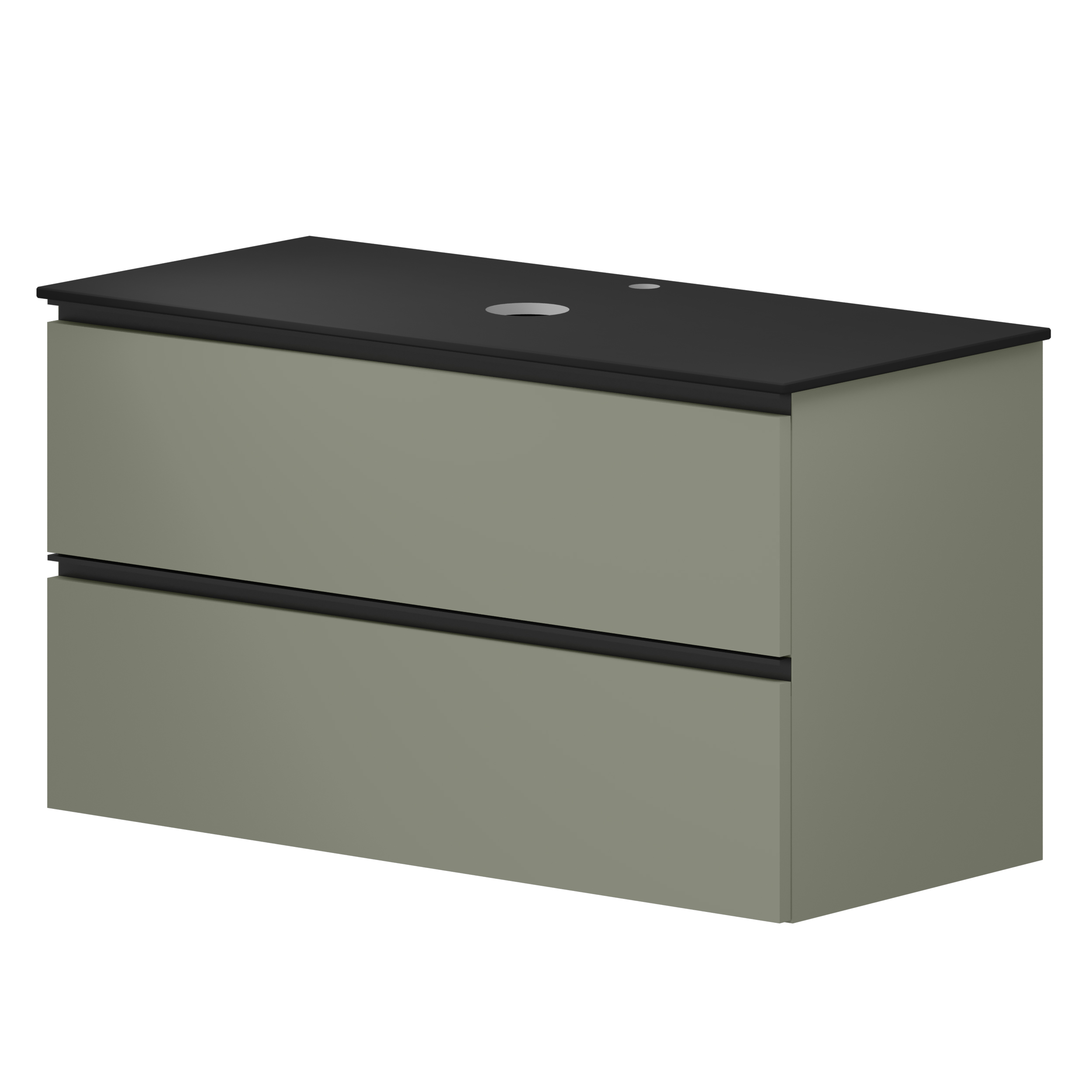 Tvättställsskåp Luna Oliv 100 cm med Bänkskiva Dekton Svart Matt