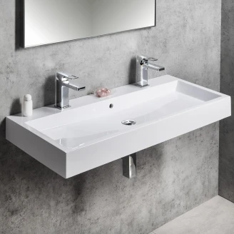 Tvättställ <strong>Mirelle</strong>  Vit Blank 100x42 cm Tvåhåls