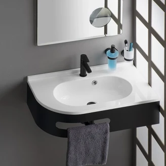 Tvättställ <strong>Treo</strong>  Vit Blank 75x45 cm med Konsol & Handdukshållare Höger