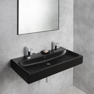 Tvättställ <strong>Savero</strong>  Svart Matt 101x47 cm Tvåhåls