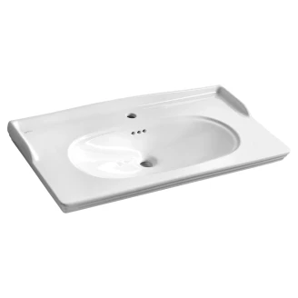 Tvättställsskåp Somerset Vit Trä 84x43 cm med Handfat Vit Blank