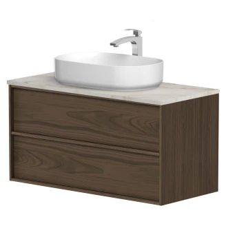 Tvättställsskåp <strong>Ekskär</strong>  Ekfaner Autumn Matt 100 cm med Bänkskiva Natural Quartzite Matt