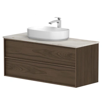 Tvättställsskåp <strong>Ekskär</strong>  Ekfaner Autumn Matt 120 cm med Bänkskiva Natural Quartzite Matt