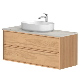 Tvättställsskåp <strong>Ekskär</strong>  Ekfaner Spring Matt 120 cm med Bänkskiva Natural Quartzite Matt