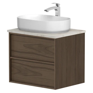 Tvättställsskåp <strong>Ekskär</strong>  Ekfaner Autumn Matt 60 cm med Bänkskiva Natural Quartzite Matt