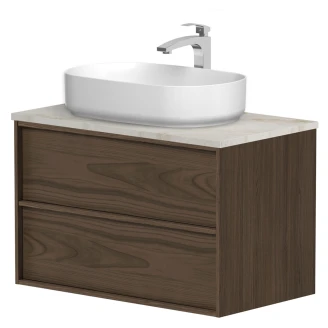 Tvättställsskåp <strong>Ekskär</strong>  Ekfaner Autumn Matt 80 cm med Bänkskiva Natural Quartzite Matt