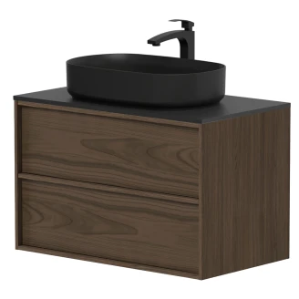 Tvättställsskåp <strong>Ekskär</strong>  Ekfaner Autumn Matt 80 cm med Bänkskiva Svart Matt