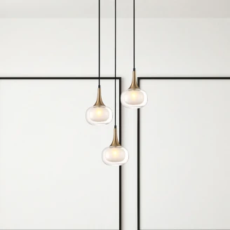 Hängande Lampa <strong>Tirella</strong>  Trio Mässing, Transparent Matt