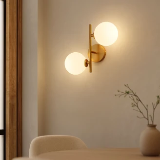 Vägglampa <strong>Corin</strong>  Mässing, Vit Matt
