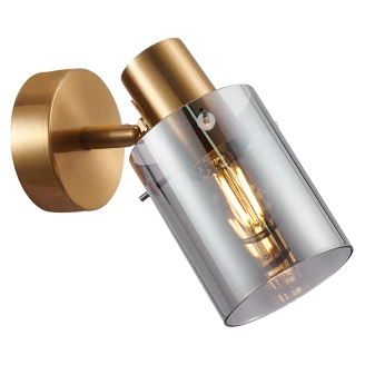 Vägglampa <strong>Lunessa</strong>  Nedåt Rök, Mässing Blank