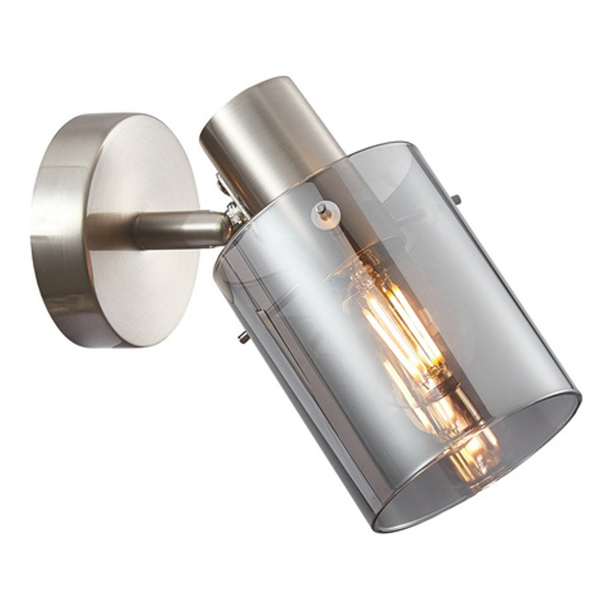 Vägglampa Lunessa Nedåt Rök, Silver Blank