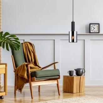 Hängande Lampa <strong>Lunessa</strong>  S Rök, Svart Blank