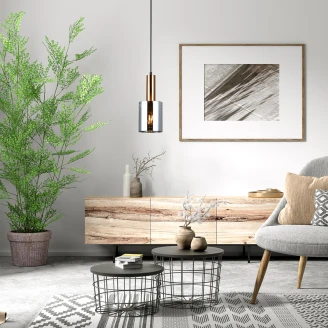 Hängande Lampa <strong>Lunessa</strong>  S Rök, Mässing Blank