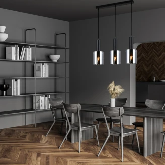 Hängande Lampa Lunessa Trio Rök, Svart Blank