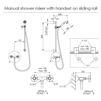 Kenny&Mason Duschblandare med Duschset <strong>Traditional</strong>  Krom Blank