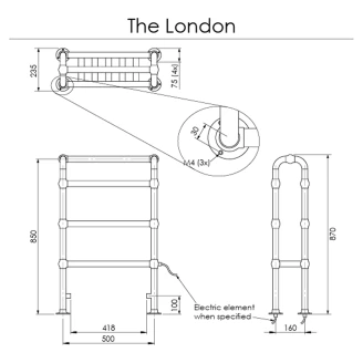 Kenny&Mason Handdukstork 550 W The London Krom Blank