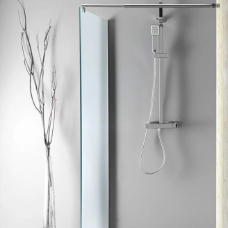 Duschvägg <strong>Lirio</strong>  Krom Blank 6 mm 100x190 cm Tegelglas