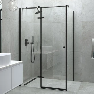 Duschhörn <strong>Torre</strong>  Svart Matt 6 mm 100x90 cm  Vänster