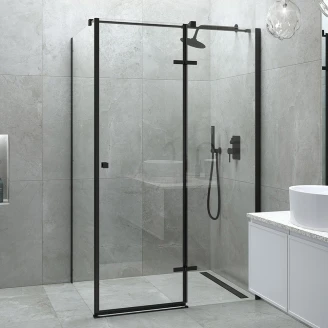 Duschhörn <strong>Torre</strong>  Svart Matt 6 mm 120x80 cm Höger