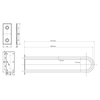 Stödhandtag <strong>Steda</strong>  60 cm Dubbel Krom Blank