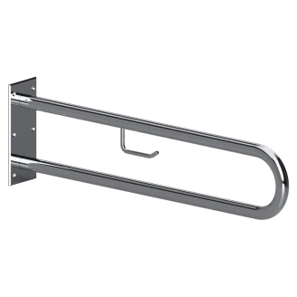 Stödhandtag med Toalettpappershållare Handikappanpassad <strong>Steda</strong>  75 cm Dubbel Krom Blank Utan Kåpa