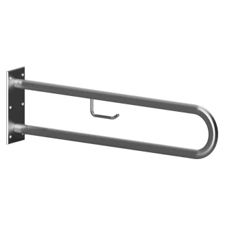 Stödhandtag med Toalettpappershållare Handikappanpassad <strong>Steda</strong>  75 cm Dubbel Krom Matt Utan Kåpa