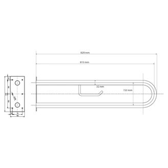 Stödhandtag med Toalettpappershållare <strong>Steda</strong>  81 cm Dubbel Krom Blank