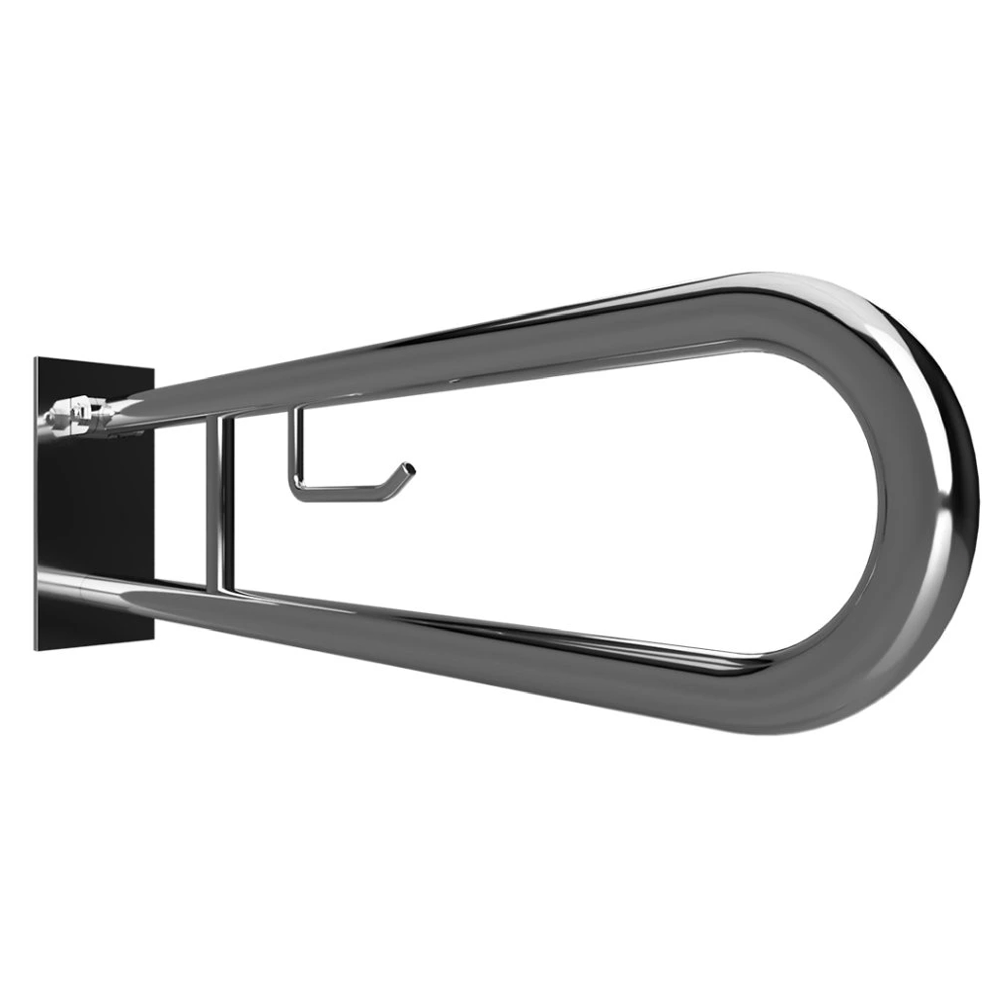 Fällbart Stödhandtag med Toalettpappershållare Handikappanpassad Help 75 cm Dubbel Krom Blank