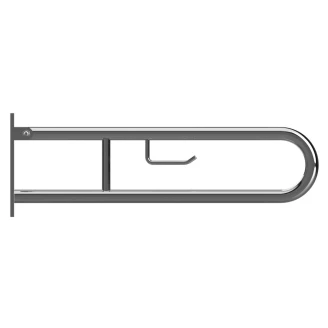 Fällbart Stödhandtag med Toalettpappershållare <strong>Steda</strong>  90 cm Dubbel Krom Blank