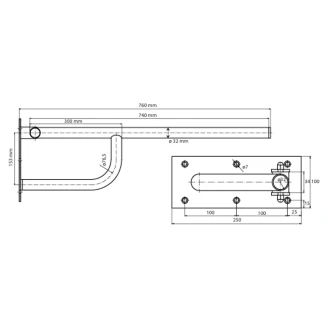Fällbart Stödhandtag <strong>Steda</strong>  76 cm Vit Matt Utan Kåpa